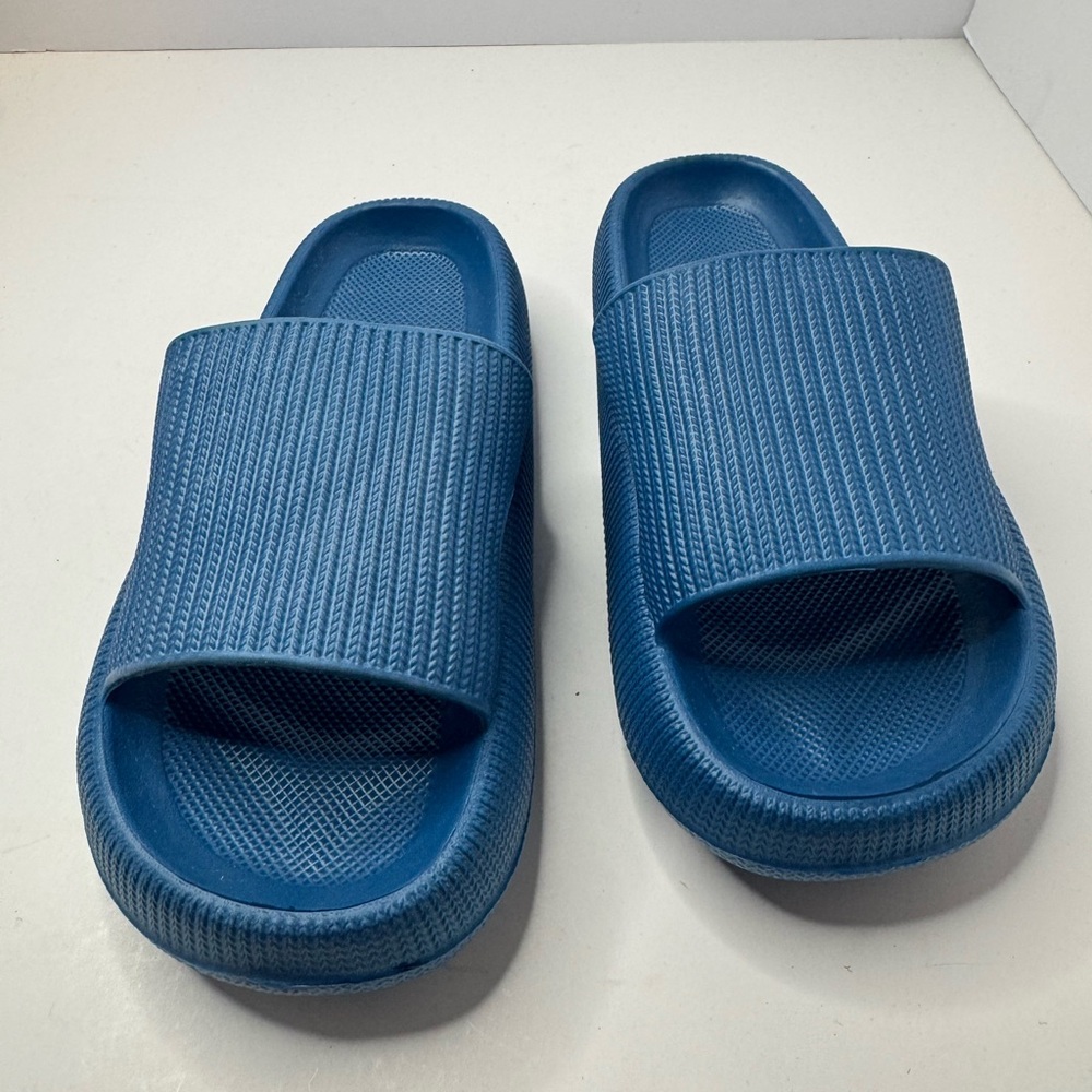 Blue Ribbed Slide Sandals Women's Size EU36-37